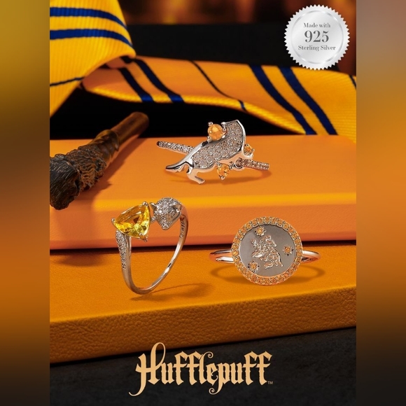 Harry Potter Hogwarts Pride Hufflepuff ring, 925 Sterling Silver - Picture 2 of 5